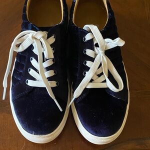 kate spade navy velvet sneakers with white laces